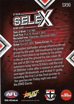 2018 Select Footy Stars - Selex #SX90 Blake Acres Back